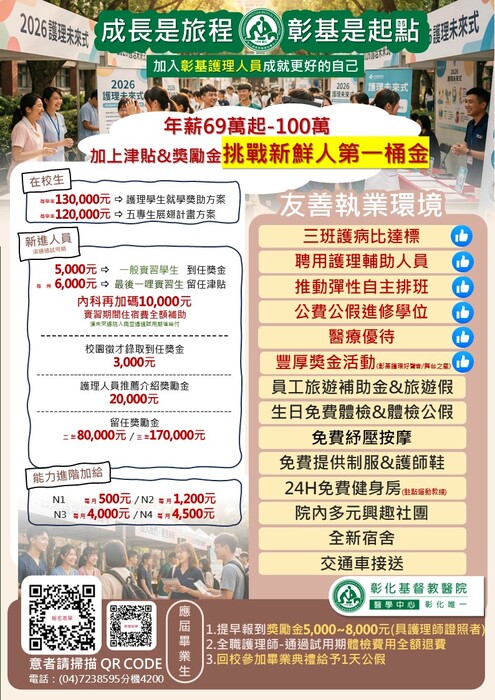 【徵才資訊】彰化基督教醫院2026校園徵才海報圖片
