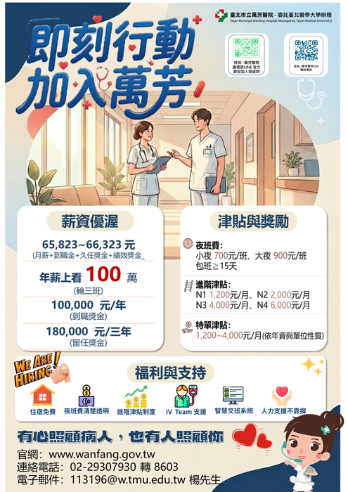 【徵才資訊】萬芳醫院誠徵圖片