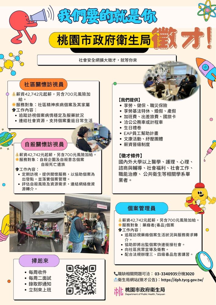 【徵才訊息】桃園市衛生局心健科徵才圖片